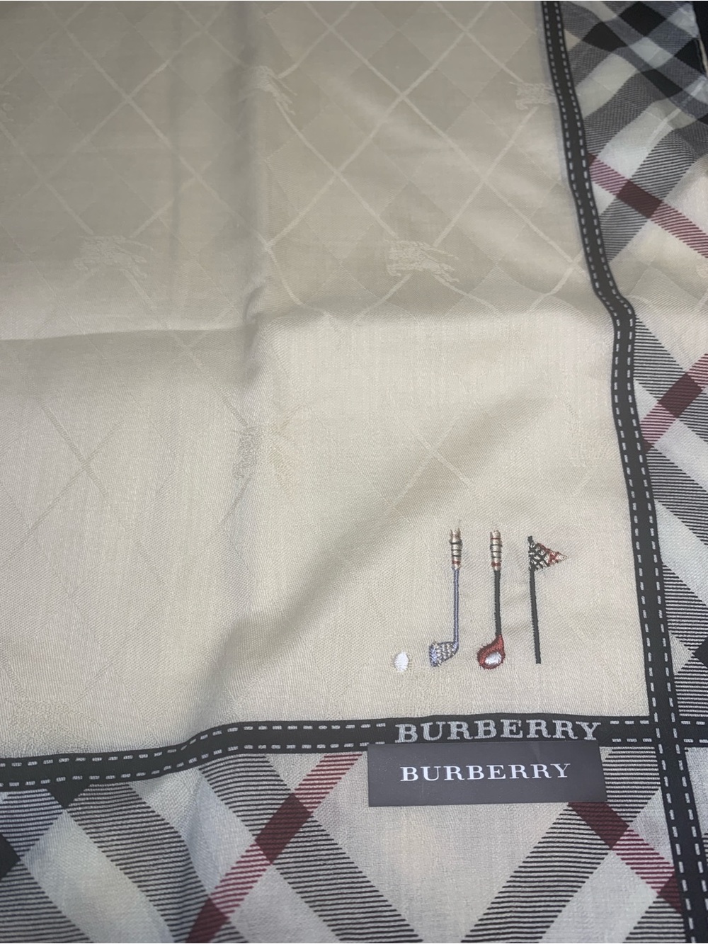 Burberry Plaid Handkerchief in Cream, Black & Red